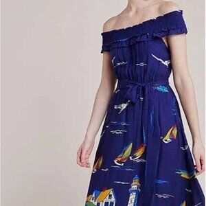Anthropologie 48 Of 52 Conversations Off Shoulder Nautical Midi Dress
